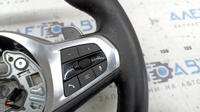 Volan fără accesorii BMW 3 G20 19-26, piele neagră cu încălzire, M Sport, cu butoane, padele, cablaj și motor vibrații, curățabil chimic, uzat