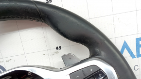 Volan fără accesorii BMW 3 G20 19-26, piele neagră cu încălzire, M Sport, cu butoane, padele, cablaj și motor vibrații, curățabil chimic, uzat