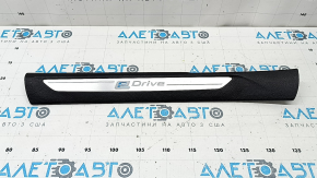 Ornament prag ușă stânga față BMW X5 F15 14-18 negru cu inserție cromată E-Drive, zgârieturi