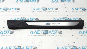 Ornament prag ușă dreapta față BMW X5 F15 14-18 negru cu inserție cromată E-Drive, zgârieturi