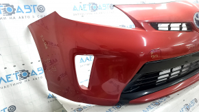 Ansamblu bara față pentru Toyota Prius 30 12-15, roșu, cu dopuri de cârlig de remorcare, grile, emblemă și cadru, zgârieturi, crăpături, găuri care nu provin din fabrică