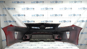 Ansamblu bara față pentru Toyota Prius 30 12-15, roșu, cu dopuri de cârlig de remorcare, grile, emblemă și cadru, zgârieturi, crăpături, găuri care nu provin din fabrică