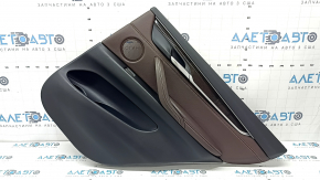 Ornamente ușă, placă portieră dreapta spate, BMW X5 F15 14-18, neagră, fără perdea, inserție și cotieră, piele Dakota Mokka maro, ornament din lemn lucios, cu iluminare din spate și mâner, bare de protecție