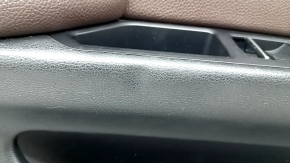 Ornamente ușă, placă portieră stânga față, BMW X5 F15 14-18, negru, inserție și cotieră, piele Dakota Mokka maro, ornamente din lemn lucios, cu mâner și ornamente, zgârieturi, lovitură, necesită curățare