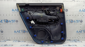 Обшивка двери карточка задняя правая Volvo XC90 16-24 кожа черная, подлокотник кожа черная, с ручкой, без шторки, с кнопками, царапины, под химчистку, надрыв