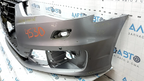 Bara față neaderentă Audi A6 C7 16-16, rest pentru senzori de parcare, argintie, în folie, crăpături, lovituri, zgârieturi, grile și elemente de fixare rupte