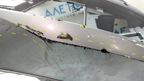 Bara față neaderentă Audi A6 C7 16-16, rest pentru senzori de parcare, argintie, în folie, crăpături, lovituri, zgârieturi, grile și elemente de fixare rupte