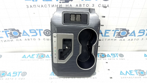 Накладка центральной консоли с подстаканниками Toyota Camry v50 12-14 usa серое дерево, потерта, царапины