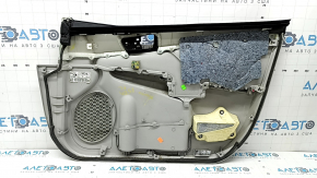 Обшивка двери карточка передняя левая Toyota Camry v50 12-14 usa серая с серой вставкой кожа, подлокотник серый кожа, побелел пластик, тычки