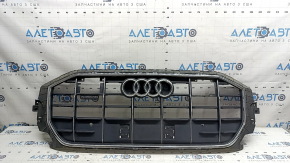 Grilă radiator Audi Q8 19-23 gri cu crom discret, crom crăpat pe logo