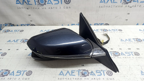 Зеркало боковое правое в сборе Honda Insight 19-20 12 пинов, камера, подогрев, поворотник, синее с хром, потерто, треснут хром молдинг, треснут корпус