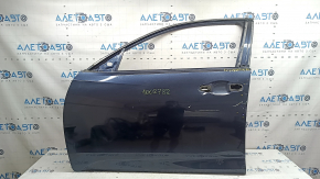 Дверь голая передняя левая Honda Insight 19-22 синий B607M, с верхним молдингом хром, замята