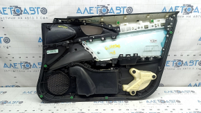 Ornamente ușă, stânga față, Honda Insight 19-22, negre, inserție din piele gri, cotieră din piele, cu ornamente și comandă ridicare geam, curățabil chimic, lovituri pe piele