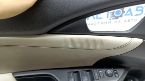 Ornamente ușă, stânga față, Honda Insight 19-22, negre, inserție din piele gri, cotieră din piele, cu ornamente și comandă ridicare geam, curățabil chimic, lovituri pe piele