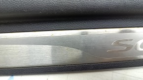 Ornamente prag ușă stânga față Hyundai Sonata 11-15 maro, cu ornamente cromate, zgârieturi, rugină