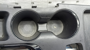 Ornament consolă centrală cu suport pentru pahare Hyundai Sonata 11-15 negru, cu brichete, fără USB, zgârieturi