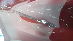 Бампер задний голый Hyundai Sonata 11-14 hybrid, красный RER, пробит, примят, царапины, надрыв