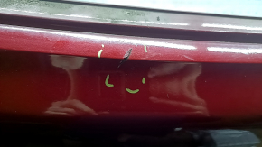 Бампер задний голый Hyundai Sonata 11-14 hybrid, красный RER, пробит, примят, царапины, надрыв