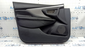 Ornament ușă, stânga față, Nissan Murano z52 20-21, negru cu inserție din piele neagră, cotieră din piele neagră, ornament gri lucios, zgârieturi, lovituri, rupturi, necesită curățare chimică