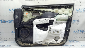 Ornament ușă, stânga față, Nissan Murano z52 20-21, negru cu inserție din piele neagră, cotieră din piele neagră, ornament gri lucios, zgârieturi, lovituri, rupturi, necesită curățare chimică