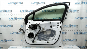 Ansamblu ușă față dreapta Ford Fusion mk5 13-20 hibrid, YZ alb, două mulaje cromate, mâner fără cheie cromat, denivelare, îndoire, zgârieturi pe ornament