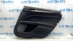 Ornament ușă, placă spate dreapta, Ford Fusion mk5 17-20, negru cu inserție gri, piele, cotieră din piele, bordură gri, titan, cu mâner, zgârieturi