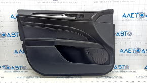 Ornament ușă, placă portieră stânga față, Ford Fusion mk5 17-20, negru cu inserție din piele neagră, bandaj gri, cotiera din piele, titan, cu mâner, zgârieturi