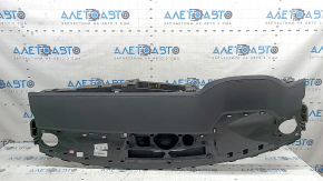 Торпедо передняя панель с AIRBAG Audi A6 C8 19-25 без проекции, кожа черная soul, строчка серая stahlgrau, надрыв