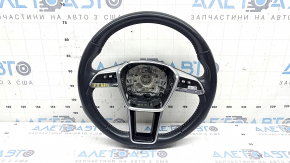 Volan gol Audi A6 C8 19-25, piele neagră cu cusături gri, fără încălzire, sport, fără butoane, uzat, zgârieturi