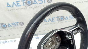 Volan gol Audi A6 C8 19-25, piele neagră cu cusături gri, fără încălzire, sport, fără butoane, uzat, zgârieturi