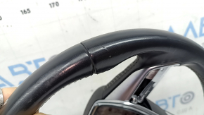 Volan gol Audi A6 C8 19-25, piele neagră cu cusături gri, fără încălzire, sport, fără butoane, uzat, zgârieturi