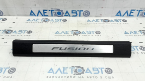 Ornament prag ușă stânga față Ford Fusion mk5 17-20 negru cu inserție cromată, zgârieturi
