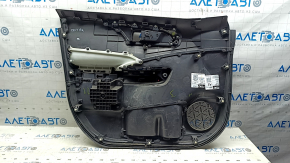 Ornamente ușă față dreapta Toyota Rav4 19-25 negru, cotiera piele neagră, inserție plastic neagră, ornament cromat, zgârieturi