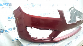 Bara față nefinisată Lincoln MKZ 17-20, fără senzori de parcare, fără cârlig de remorcare, roșie, uzată, zgârieturi, ciobiri, găuri care nu provin din fabrică, presată, suport crăpat, rupturi