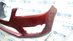 Bara față nefinisată Lincoln MKZ 17-20, fără senzori de parcare, fără cârlig de remorcare, roșie, uzată, zgârieturi, ciobiri, găuri care nu provin din fabrică, presată, suport crăpat, rupturi