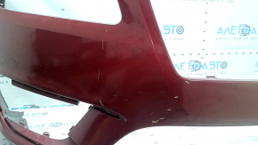 Bara față nefinisată Lincoln MKZ 17-20, fără senzori de parcare, fără cârlig de remorcare, roșie, uzată, zgârieturi, ciobiri, găuri care nu provin din fabrică, presată, suport crăpat, rupturi