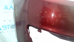 Bara față nefinisată Lincoln MKZ 17-20, fără senzori de parcare, fără cârlig de remorcare, roșie, uzată, zgârieturi, ciobiri, găuri care nu provin din fabrică, presată, suport crăpat, rupturi