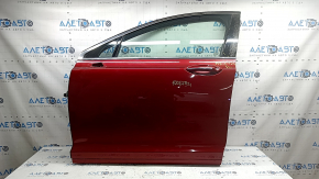 Ansamblu ușă stânga față Lincoln MKZ 13-20 fără cheie, RR roșu, ornament cu cod, ornament lateral crăpat, garnitură ruptă, denivelări