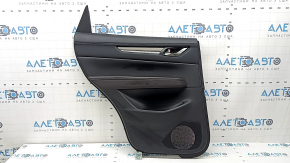 Ornamente ușă spate stânga Mazda CX-5 17-23 negru, cotiera piele maro, ornamente cu mulaj cromat sub braț, BOSE, îndoită, zgârieturi
