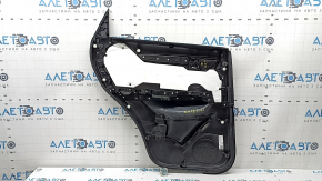 Обшивка двери карточка задняя правая Mazda CX-5 17-23 черная, подлокотник кожа коричневая, накладка с хром молдингом под дерево, BOSE, царапины, вмятины