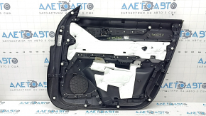 Обшивка двери карточка передняя левая Mazda CX-5 17-23 черная, подлокотник кожа коричневая, накладка с хром молдингом под дерево, BOSE, потерта, под чистку