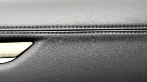 Ornament ușă, placă dreapta față, Mazda CX-5 17-23, negru, cotieră, piele maro, ornamente cu mulaj cromat sub braț, BOSE, lovituri, uzat