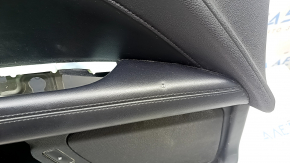 Ornamente ușă, placă stânga față, Lincoln MKZ 17-20, neagră cu inserție din piele neagră, cotieră din piele neagră, inserție din aluminiu, sub tweeter, cu iluminare din spate, cu mâner, cu butoane pentru închidere centralizată, memorie scaun și deschiderea clapetei rezervorului de combustibil, lovit