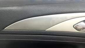 Ornamente ușă, placă stânga față, Lincoln MKZ 17-20, neagră cu inserție din piele neagră, cotieră din piele neagră, inserție din aluminiu, sub tweeter, cu iluminare din spate, cu mâner, cu butoane pentru închidere centralizată, memorie scaun și deschiderea clapetei rezervorului de combustibil, lovit
