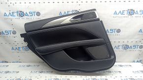 Ornament ușă, placă spate stânga, Lincoln MKZ 17-20, negru cu inserție din piele neagră, cotieră din piele neagră, inserție din aluminiu, sub tweeter, cu mâner, ruptură de material, cotiera necesită curățare chimică, pielea s-a albit