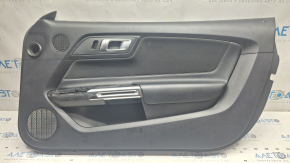 Ornamente ușă față dreapta Ford Mustang mk6 18-20 negru, inserție material textil negru, cotiera piele neagră, cu mâner, zgârieturi, lovitură