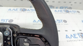 Volan fără accesorii pentru Jeep Grand Cherokee WL 21-24, piele neagră, încălzit, cusături gri, cu ornamente spate și placă de semnalizare, necesită curățare, zgârieturi