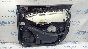 Ornamente ușă față stânga Ford Edge 19-24 negru, SEL, inserție piele neagră, cotiera piele neagră, cu mâner, zgârieturi
