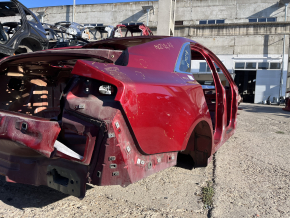 Aripă spate dreapta Lincoln MKZ 13-20 pe caroserie, roșie, lovituri, denivelări, ruptă la cusătură, gaură care nu este din fabrică