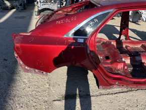 Aripă spate dreapta Lincoln MKZ 13-20 pe caroserie, roșie, lovituri, denivelări, ruptă la cusătură, gaură care nu este din fabrică